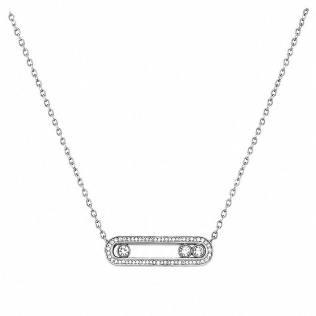Moving Gem Necklace Silver