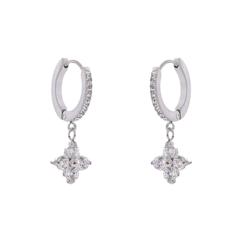 Bloom Glow Drop Hoops — Silver