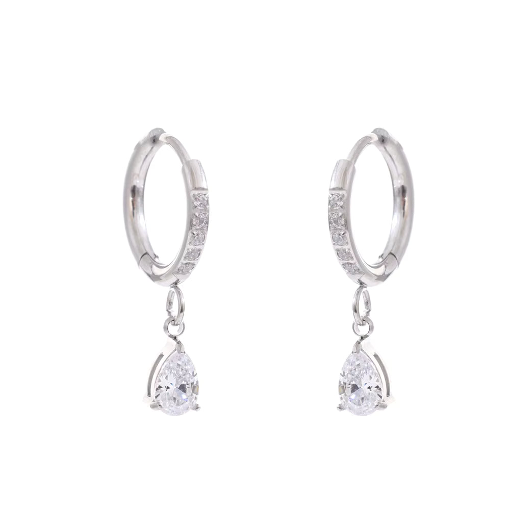 Drop Glow Hoops — Silver