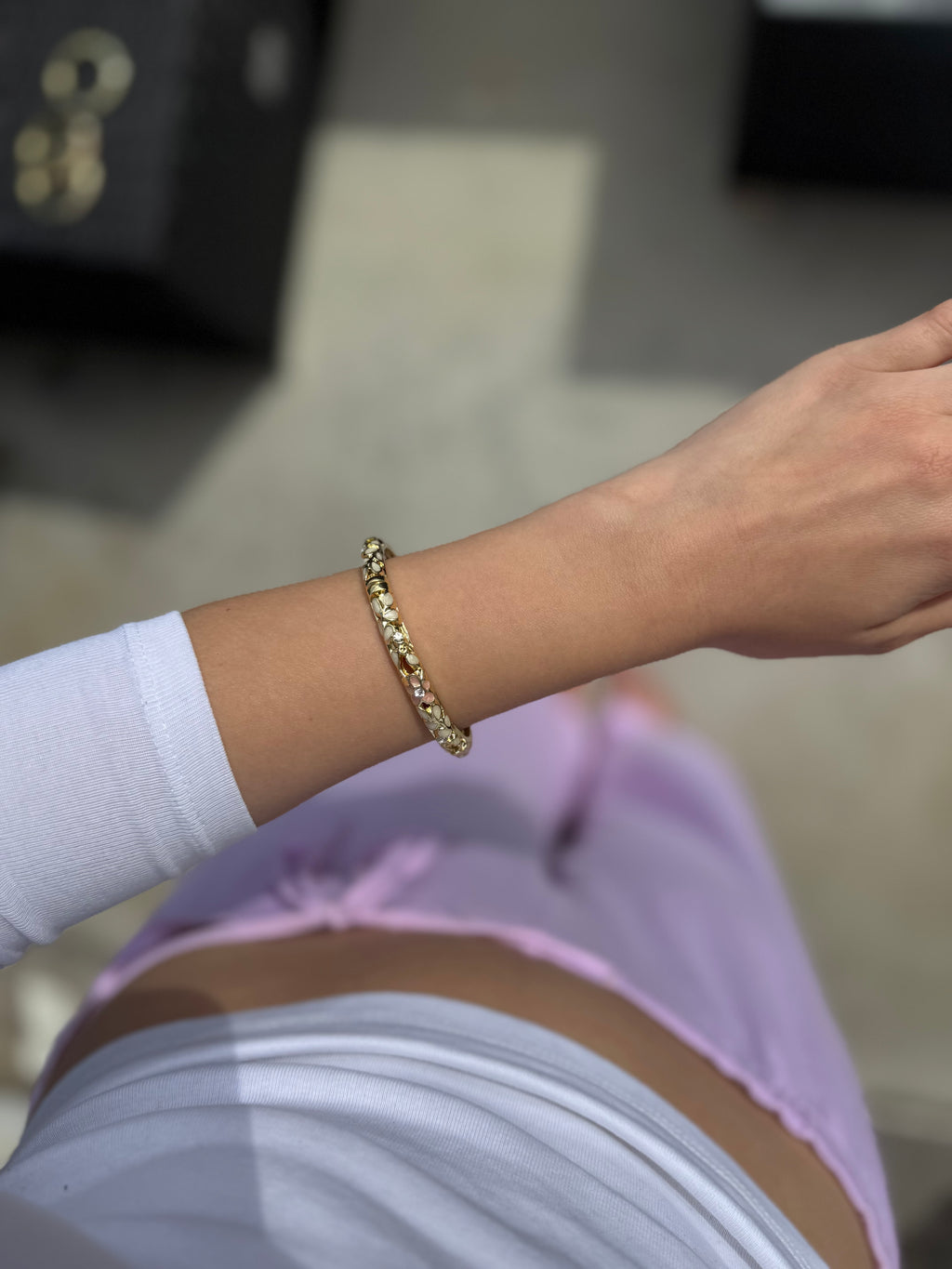 Bloom Bangle – Cream Rose